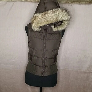 AEROPOSTALE Brown Down Feather Jacket Vest Small‎ Petite